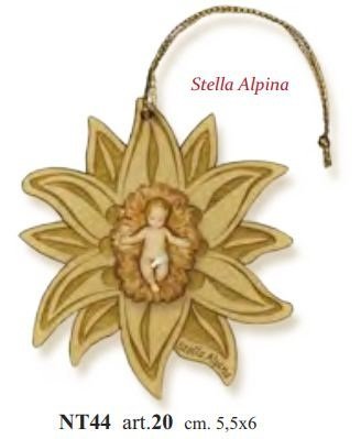 STELLA ALPINA - Legno di ulivo. Con biglietto messaggio in busta crystal.