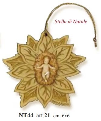 STELLA DI NATALE - Legno di ulivo. Con biglietto messaggio in busta crystal.