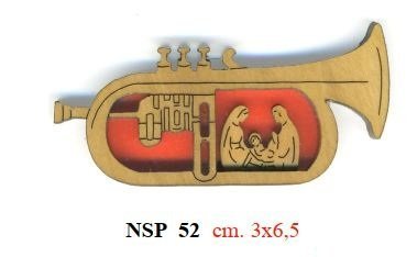 TROMBA NATIVITA' - Legno di ulivo. Con biglietto messaggio in busta crystal.