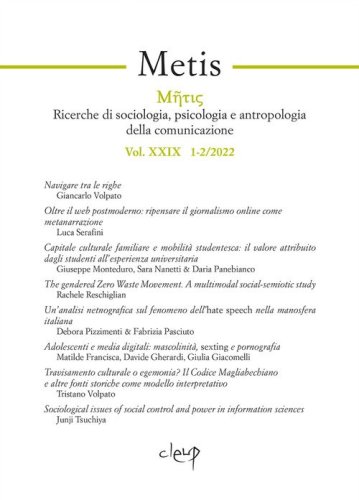 Metis. Ricerche di sociologia, psicologia e antropologia della comunicazione