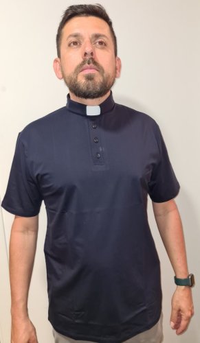 Polo manica corta blu filo di scozia