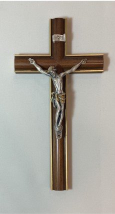 CROCE LEGNO CRISTO PELTRO ARGENTATO