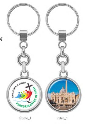 PORTACHIAVI GIUBILEO 2025 - Portachiavi rotondo con logo del Giubileo e Basilica di San Pietro in Roma