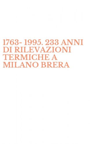 1763-1995. 233 ANNI DI RILEVAZIONI TERMICHE A MILANO BRERA