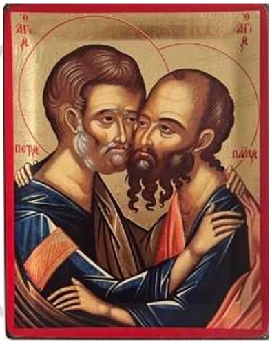 ABBRACCIO PIETRO E PAOLO 10X13 CM - ICONA SERIGRAFATA