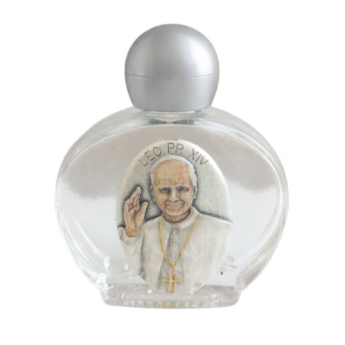 BOTTIGLIETTA PER ACQUA SANTA - PAPA LEONE XIV - Ovale con placca a colori  - 10ML