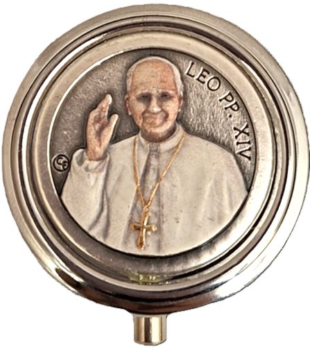 PORTAROSARIO MINI - Placca a colori  Papa Leone XIV con rosario