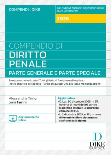 Compendio di diritto penale. Parte generale e parte speciale 2026