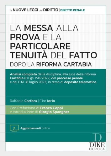 La messa alla prova e la particolare tenuit&agrave; del fatto dopo la Riforma Cartabia