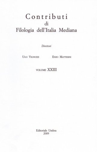 Contributi di filologia dell'Italia mediana (2009)