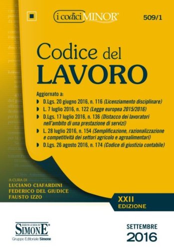 Codice del lavoro. Ediz. minore