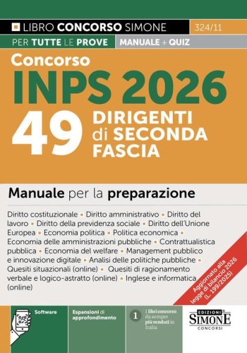 Concorso INPS 2026. 49 dirigenti di seconda fascia. Manuale per la preparazione