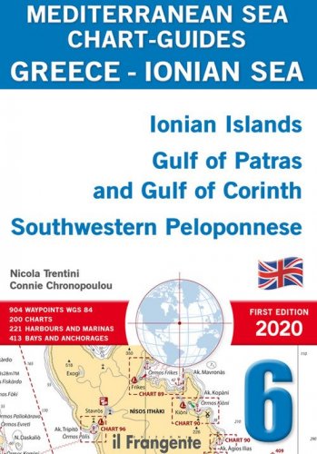 Greece, Ionian sea. Ionian Islands, Gulf of Patras and Gulf of Corinth Southwestern Peloponnese. Mediterranean sea chart-guides