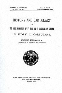 History and cartulary of the Greek monastery of St. Elias and St. Anastasius of Carbone