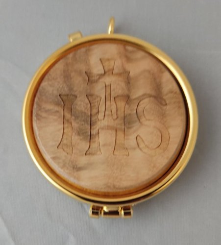 TECA CON INCISIONE IHS PORTA OSTIE - Con placca in legno.