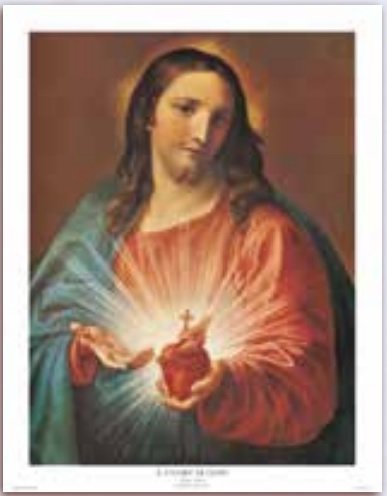 SACRO CUORE GESU 30X40 CM - POSTER SERIE ARTISTICA, FINEMENTE REALIZZATO A STAMPA SU CARTA TELATA