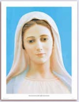 MADONNA DI MEDJUGORJE - FINEMENTE REALIZZATO A STAMPA SU CARTA TELATA