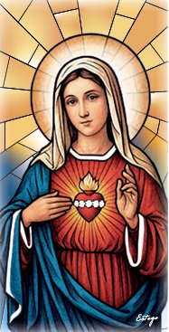 SACRO CUORE DI MARIA 6x12 cm - Quadretto in legno con lavorazione che richiama le vetrate policrome di una cattedrale. Completo di accessorio di appoggio oppure pu&ograve; venire appeso al muro.