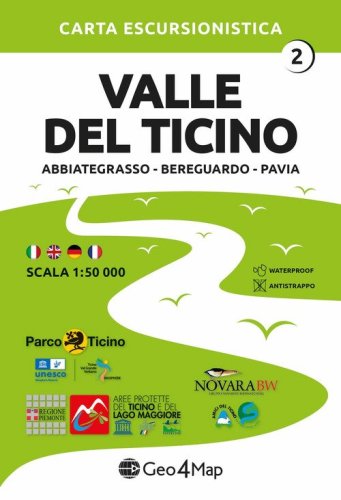 02 Valle del Ticino Abbiategrasso, Bereguardo, Pavia. Carta escursionistica 1:50.000