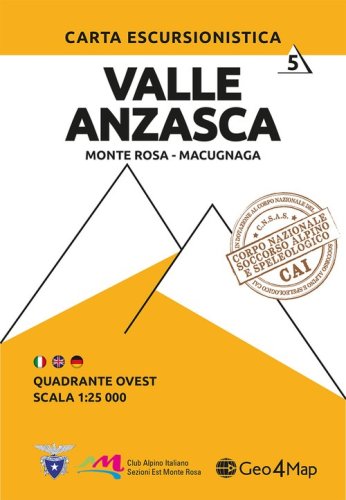 105 Valle Anzasca quadrante Ovest. Carta escursionistica 1:25.000