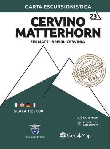 23 Cervino Matterhorn Zermatt - Breuil-Cervinia. Carta escursionistica 1:25.000