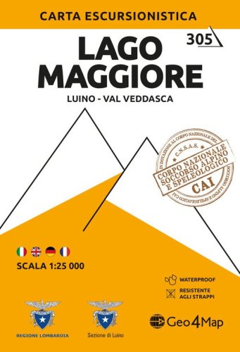 305. Lago Maggiore, Luino, Val Veddasca. Carta escursionistica 1:25.000