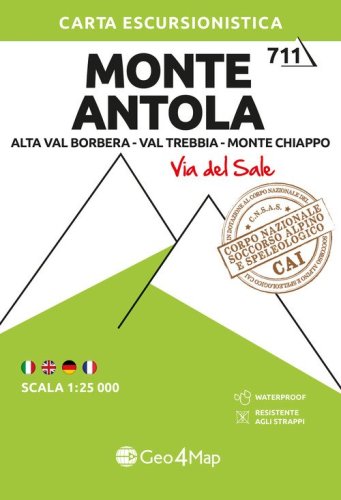 711 Monte Antola. Alta Val Borbera-Val Trebbia-Monte Chiappo (Via del Sale). Carta escursionistica 1:25.000