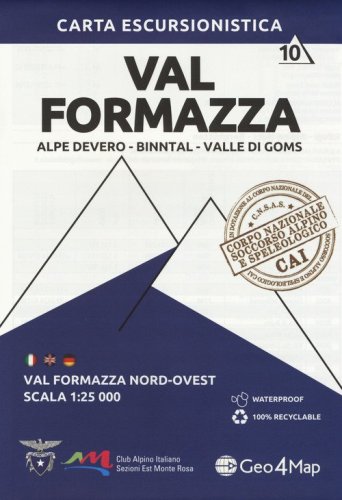 Carta escursionistica val Formazza. Scala 1:25.000. Ediz. italiana, inglese e tedesca