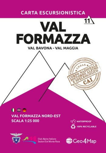 Carta escursionistica val Formazza. Scala 1:25.000. Ediz. italiana, inglese e tedesca