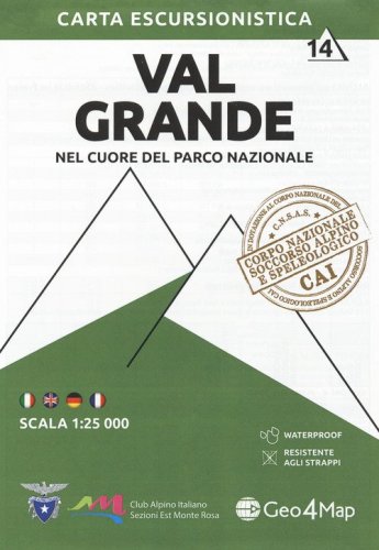 Carta escursionistica Val Grande. Nel cuore del parco nazionale. Scala 1:25.000. Ediz. italiana, inglese, tedesca e francese