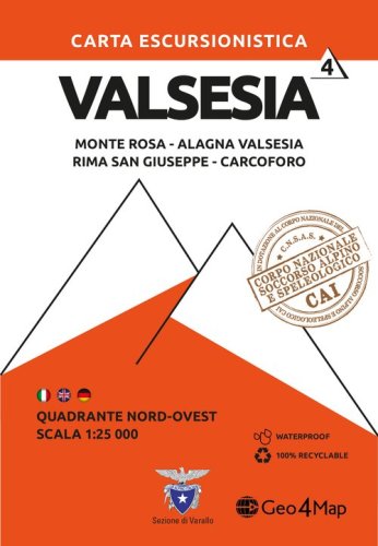 Carta escursionistica Valsesia. Scala 1:25.000. Ediz. italiana, inglese e tedesca