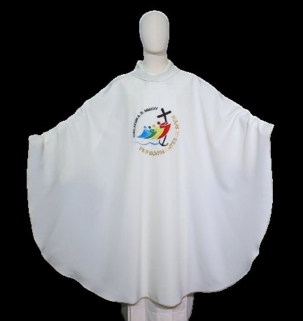 CASULA GIUBILEO  RICAMATA - Casula sacerdotale realizzata in tessuto Vaticano di poliestere con logo Giubileo 2025 ricamato