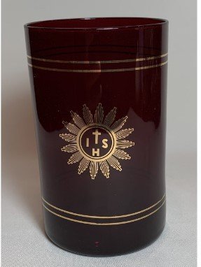 VETRO ROSSO PER SANTISSIMO - Per tabernacolo. Diametro 7.5 cm e altezza 12 cm.