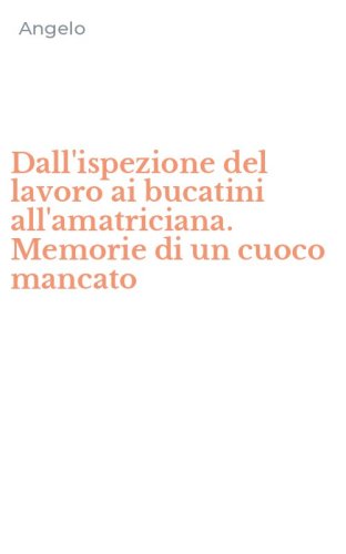 Dall'ispezione del lavoro ai bucatini all'amatriciana. Memorie di un cuoco mancato