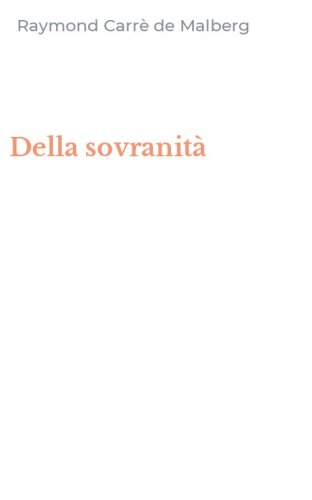 Della sovranit&agrave;