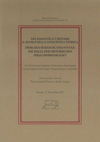 Tra semantica e sintassi: il ruolo della linguistica storica. Atti del Convegno congiunto Societ&agrave; Italiana di Glottologia - Indogermanische Gesellschaft (Verona, 11-14 ottobre 2017)