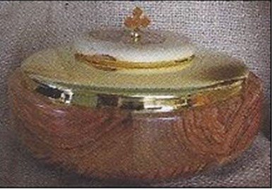 PISSIDE LEGNO ULIVO E OTTONE - Diametro 14 cm.