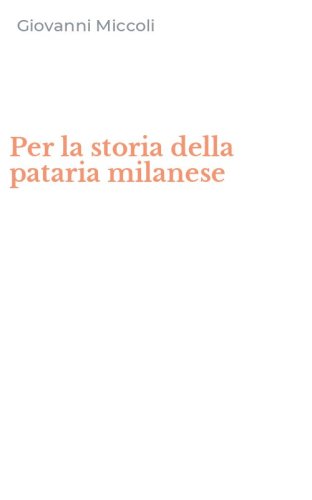 Per la storia della pataria milanese