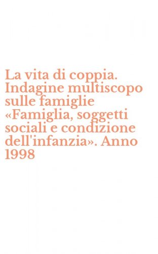 La vita di coppia. Indagine multiscopo sulle famiglie &laquo;Famiglia, soggetti sociali e condizione dell'infanzia&raquo;. Anno 1998