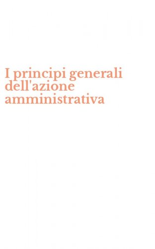 I principi generali dell'azione amministrativa