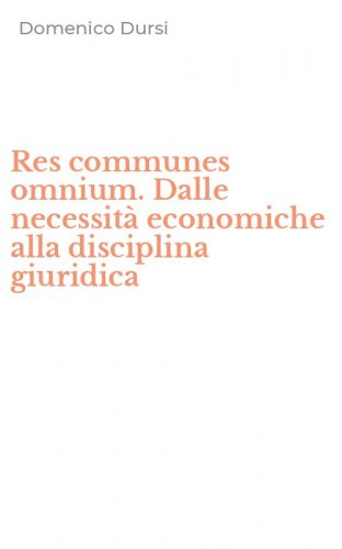 Res communes omnium. Dalle necessit&agrave; economiche alla disciplina giuridica