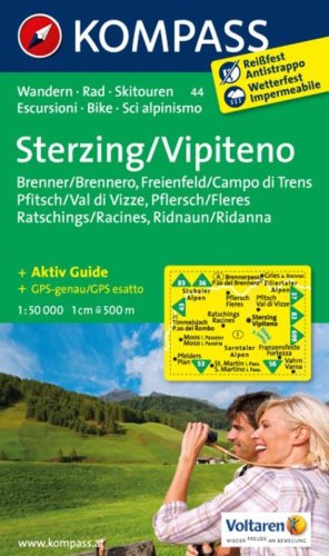 Carta escursionistica n. 44. Vipiteno-Sterzing. Adatto a GPS. Digital map. DVD-ROM