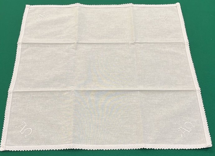 CORPORALE   ALFA-OMEGA BIANCO RICAMATO 100% COTONE - 48X48 CM