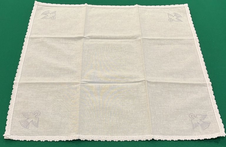 CORPORALE COLOMBA GRIGIO  RICAMATO 100% COTONE - 48X48 CM