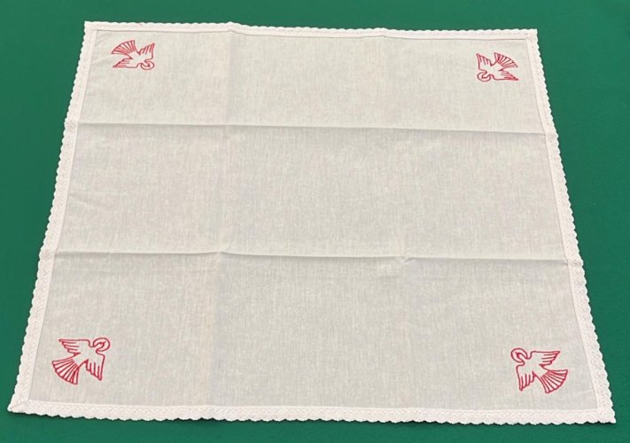 CORPORALE COLOMBA ROSSO RICAMATO 100% COTONE - 48X48 CM