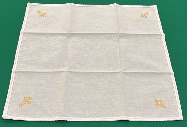 CORPORALE  CROCE ORNAMENTALE ORO RICAMATO 100% COTONE - 48X48 CM