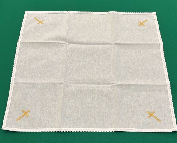 CORPORALE CROCE ORO  RICAMATO 100% COTONE - 48X48 CM
