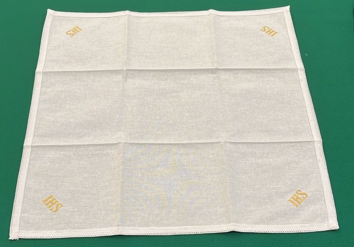 CORPORALE IHS ORO  RICAMATO 100% COTONE - 48X48 CM