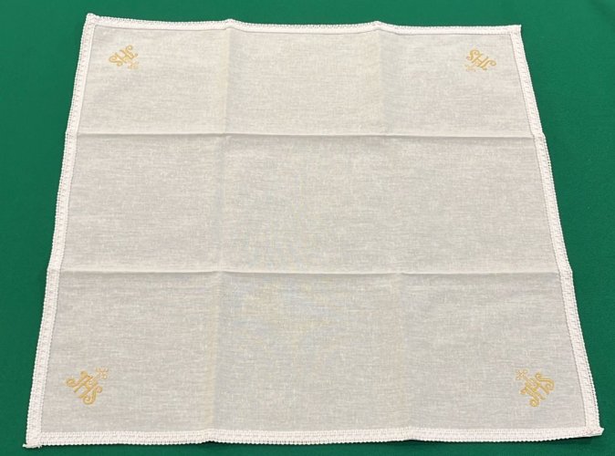 CORPORALE IHS ORO BARROCCO RICAMATO 100% COTONE - 48X48 CM