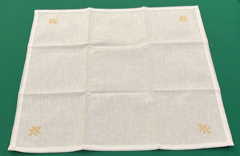 CORPORALE IHS ORO RICAMATO 100% COTONE - 48X48 CM